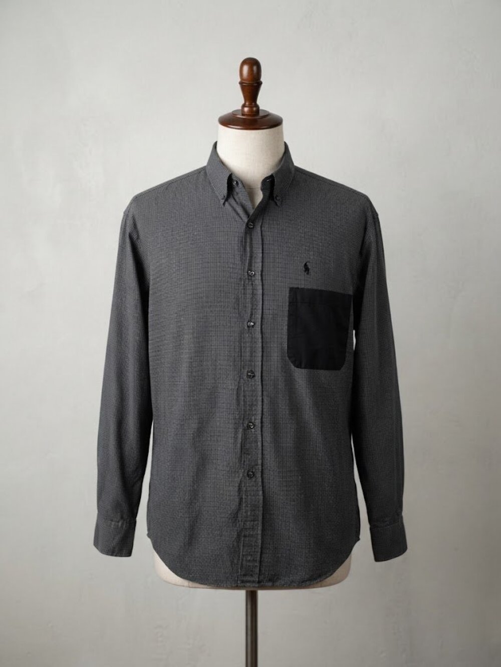 Ralph Lauren Blake Button Down Long Sleeve Shirt Men XL Black Houndstooth Cotton